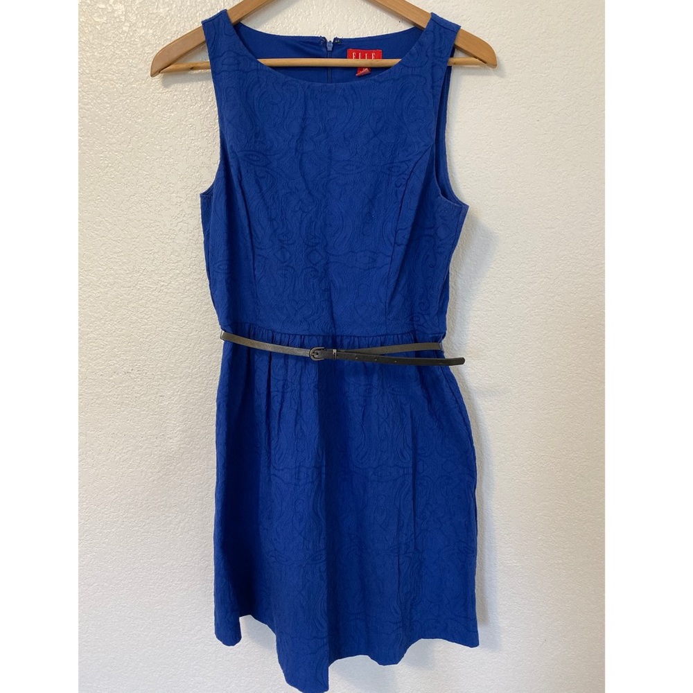 Elle Navy Blue Lace Pattern Dress
